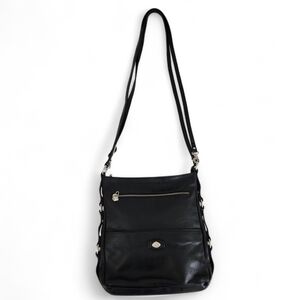 THE TREND black leather convertible crossbody backpack made in Italy